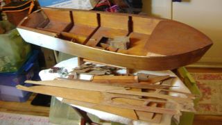 Old 36 " Chris Craft Style Cruiser Wood Toy Boat,  Parts / Needs Restore