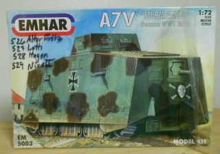 1/72 Emhar A7v Tank 5003 X4 Wwi German Sturmpanzer
