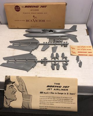 Vintage Boeing 707 Jetliner Plastic Model Rca Victor Tv Dealer Promo Orig Box