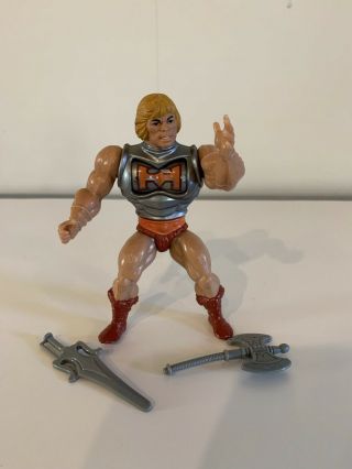 1983 Masters Of The Univers Motu Battle Armor He - Man Figure With Sword And Ax
