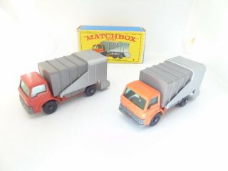 Matchbox No 7c Refuse Trucks X 2 With Type E Box