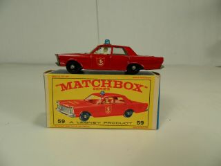 Matchbox Lesney No.  59 Fire Chief Car With  Box
