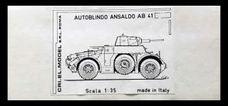 Criel 1/35 Ansaldo Ab 41 Armored Car White Metal & Resin Model Kit
