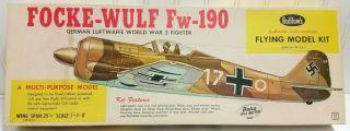 Vtg Guillow’s Ww2 German Focke Wulf Fw - 190 Fighter Plane Flying Balsa Airplane
