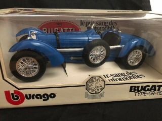 Burago 1934 Bugatti 1934 Type 59 Blue 3005 1:18 Diecast Sports Car Vehicle