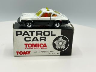 Vintage 1976 Tomica Tomy 1:61 F16 F3 Porsche 911s Police/patrol Car Japan