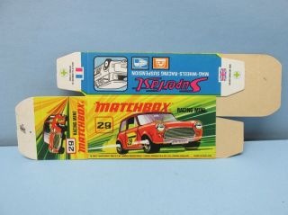 Matchbox Superfast 29b Racing Mini “i Box” Unfolded C10 / Box Only
