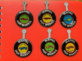 Mattel Hot Wheels 6 X Tin Badges 60s T - Bird Chevy Mongoose Red Line (bag H)