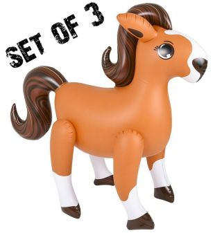 (set Of 3) Jumbo 48 " Pony Animal Inflatable - Inflate Horse Toy Party Decoration