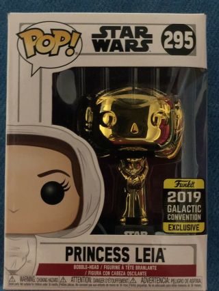 Rare Gold Star Wars Princess Leia Pop Vinyl - 2019 Galactic Convention Exclusive