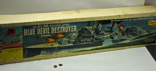Vintage Lindberg 36 Inch Blue Devil Destroyer Kit 815m:1195 A Big Kit Started