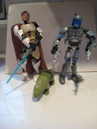 2 Lego Star Wars Buildable Figures Obi - Wan Kenobie & Jango Fett Mandalorian