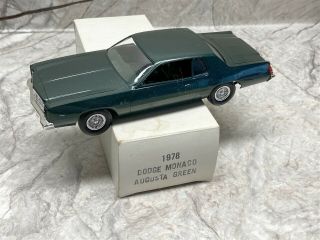 Vintage 1978 Augusta Green Dodge Monaco Dealer Promo Car W/box