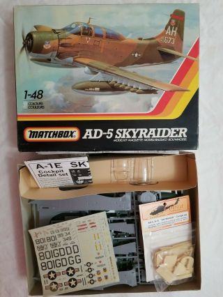 1981 Matchbox Pk - 651 Ad - 5 Skyraider - 1/48 Scale Kit W/cobra Resin Cockpit Set