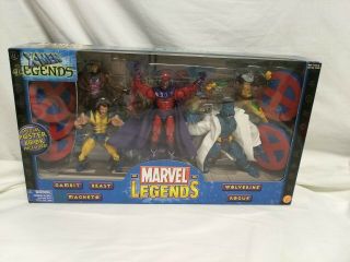 2003 Toy Biz Marvel Legends X - Men Boxed Set W/ Poster Book & Bases 5 Figures