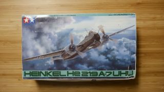 Tamiya 1/48 Plastic Model Kit Heinkel He 219 A - 7 Uhu 61057 Open Box Complete