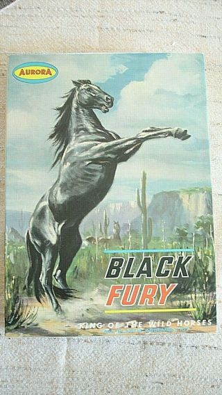 Vintage 1958 Aurora Black Fury " King Of The Wild Horses " Model Kit 400:100 Box