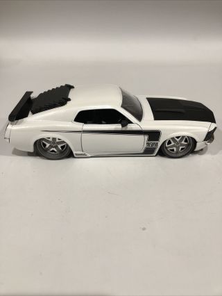 Box6) Jada Toys 1970 Ford Mustang Boss 429 White 1:24 Die - Cast Big Time Muscle