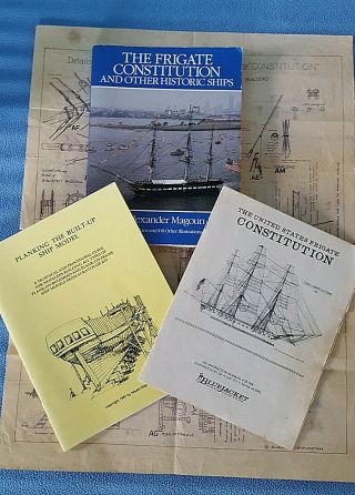 Vintage Uss Constitution Ship Model Bluejacket Rigging Details & Assoc.  Books