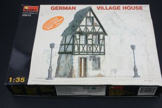 Miniart 35012 1/35 Scale Plastic Model Of German Village House.  W/bonus Figures