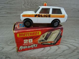 Vintage Lesney Matchbox 1975 Police Patrol Car No 20 Rolamatics Diecast Boxed