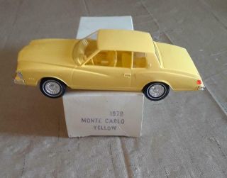 Vintage Dealer Plastic Promo Car 1979 Monte Carlo Yellow