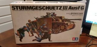 Vintage Hard Box 1/35 Tamiya Stug Iii Ausf G Kit No Mm114 W/paratroopers - Starte
