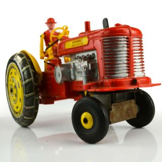 Louis Marx Diesel Reversible Farm Tractor Vintage Toy Red Tin Litho Farmer