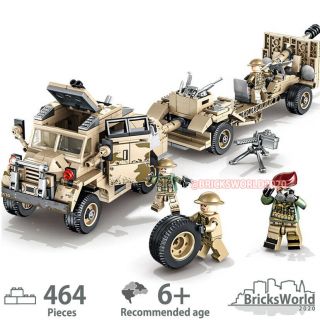 Building Blocks Ww2 British 25 - Pounder Howitzer And Military Tractor Vehicle Toy