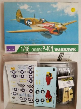 1995 Mauve 00081 P - 40n Warhawk - 1/48 Scale Kit W/resin Cockpit & Decal Upgrade