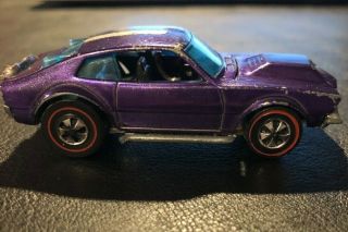 1969 Hot Wheels Redline Mighty Maverick Purple With White Stripe Honk Kong