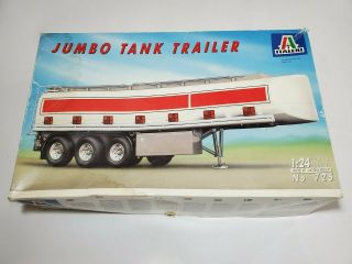 Old Italeri 1:24 Jumbo Tanker Trailer Model Kit For Big Rig Fuel Truck 725 Nmib