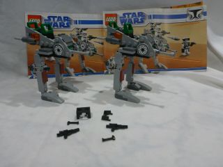 2 Lego Star Wars Clone Walker Battle Pack 8014 Complete W Books No Minifigures
