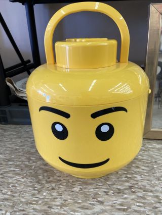 Large Yellow Lego Head Plastic Storage Container Case Sort & Store 2 Trays