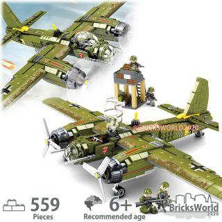 Building Blocks Military Ww2 German Ju - 88 Bombing Plane Model Vehicle Toy 559pcs