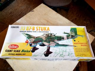 Vintage Guillows Stuka Giant Scale Flying Balsa Wood Airplane Model Ju 87 - B