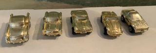 Set Of 5 Galoob Micro Machines Mail - Away Gold Chrome Corvettes