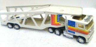 Vintage 1980s Nylint Semi Truck & Trailer Car Hauler Pressed Steel Toy