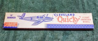 Vintage Cleveland Models Quicky Bonanza 18 " Balsa Model Plane Kit 1950s