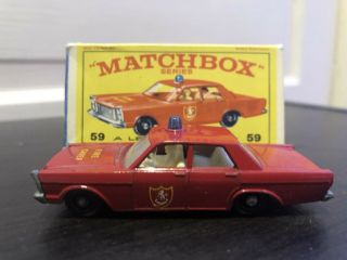 Vintage Matchbox Lesney No.  59 Fire Chief Car With Box Ford Galaxie