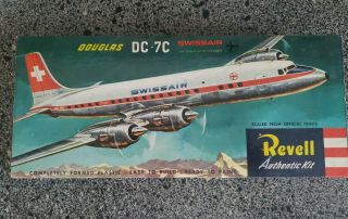 Vintage Revell Douglas Dc - 7c Swissair Model Kit Complete