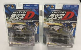 Initial D Jada Toys Diecast 1/64 Scale Nissan Skyline Mitsubishi Lancer Set