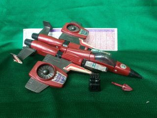 Vintage Transformers G1 Seeker Thrust Fighter Jet W/accessories And Specs