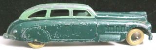 Vintage Tootsietoy Car 5 3/4 " 1018 2 Tone Green Jumbo Sedan Mfg 1936 - 1941