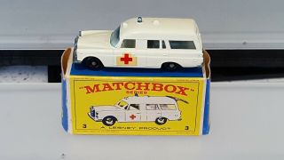Vintage Matchbox Lesney Mercedes Benz Ambulance 3.  Made In England.