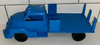 Vintage Marx 1950 - 60s Blue Soft Plastic Flatbed Stake Truck 10 " Long