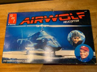Vintage Partially Built Amt Ertl Airwolf Helicopter Model Kit 6680 1/48 Scale