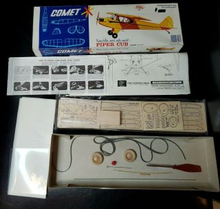 Vintage Comet Model Plane Balsa Wood Kit Piper Cub 9/20 Complete Shp
