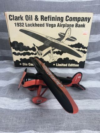 Vintage Clark Oil Gas Plane Diecast 1932 Lockheed Vega Limited Bank