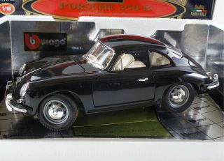1961 Porsche 356 B Black Bburago 1:18 Scale Model Car 3021